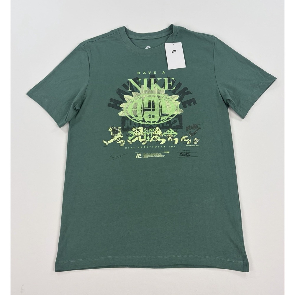 Nike Have A Nike Day Mushroom Graphic T-Shirt Men's S Green Short Sleeve New